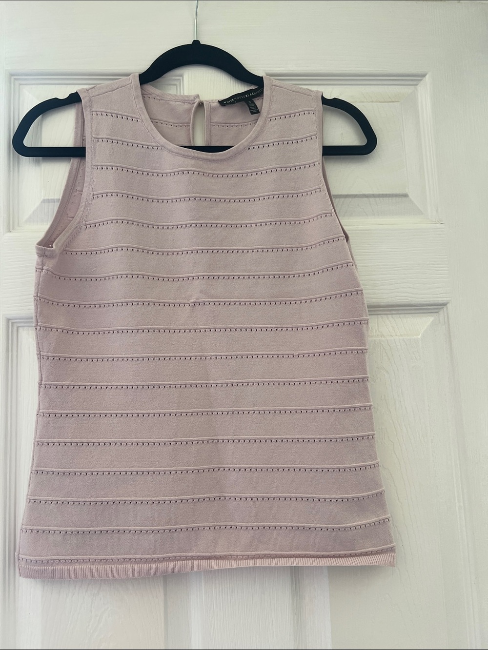 White House Black Market Pale Pink Eyelet Stripe Tank